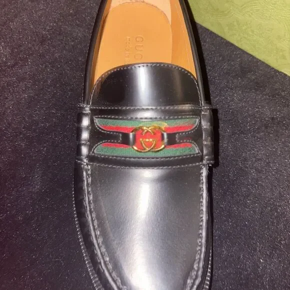 Brand new Gucci Men's Kaveh Double G Loafers Black leather size 7.5
